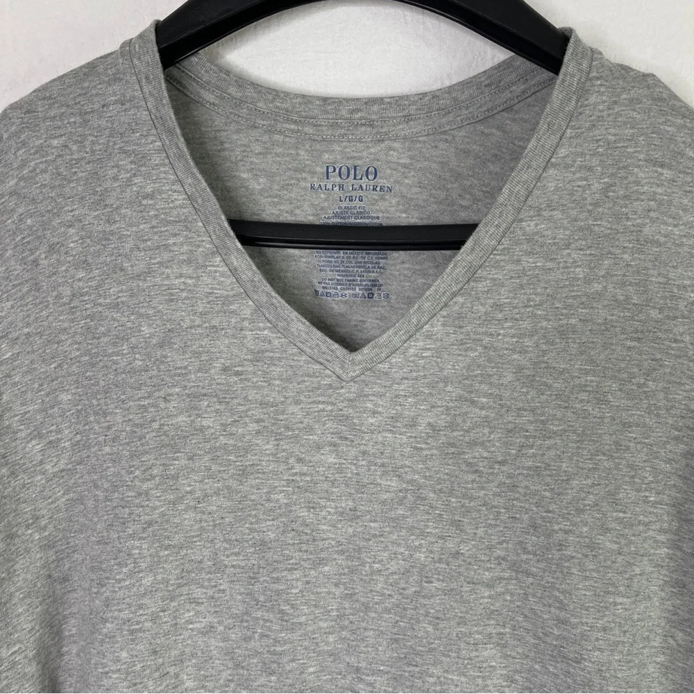 Polo Ralph Lauren Classic Fit Gray Cotton V-Neck Tee Size L